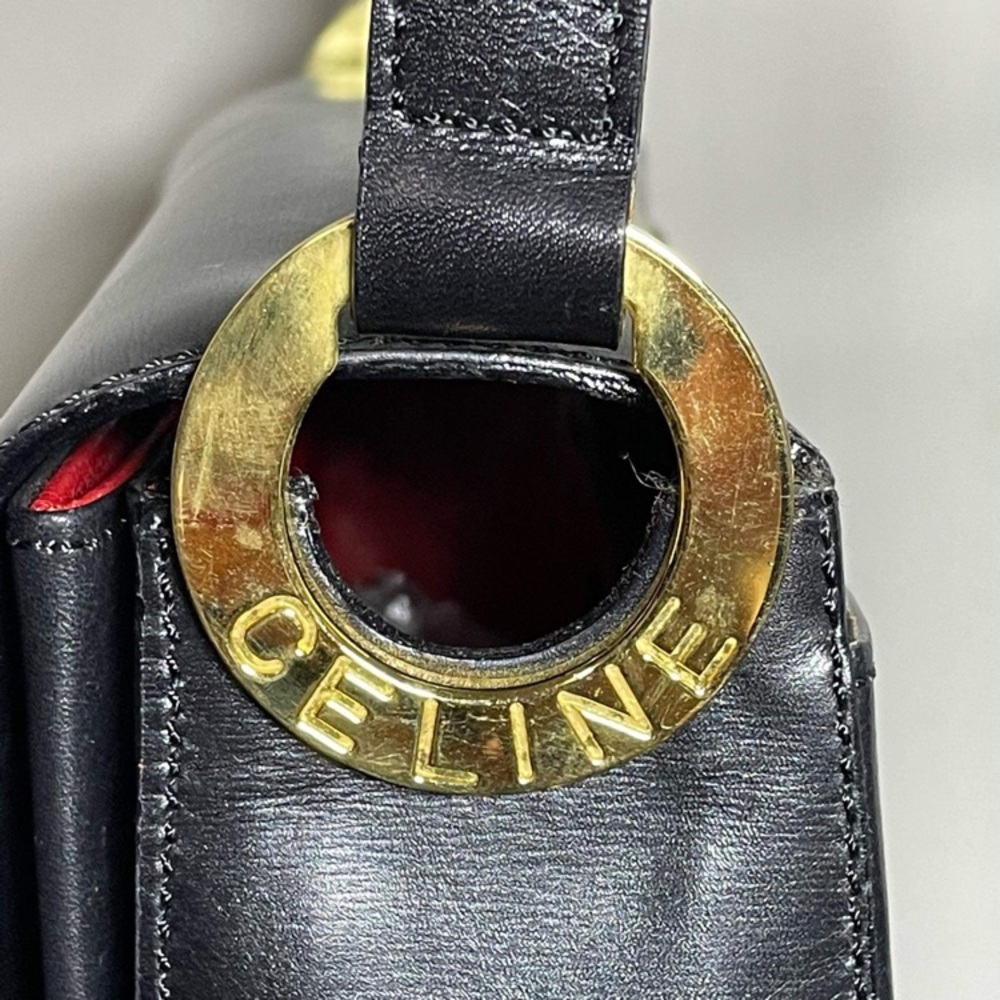 SALE:AUTHENTIC CELINE BLACK SQUARE LEATHER SHOULDER BAG - RUBS AS IS - Picture 2 of 13